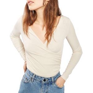 Cream Surplice bodysuit